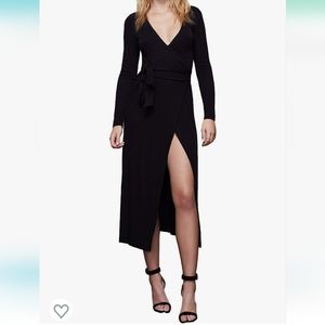 Good American Ribbed Midi Wrap Dress NWT